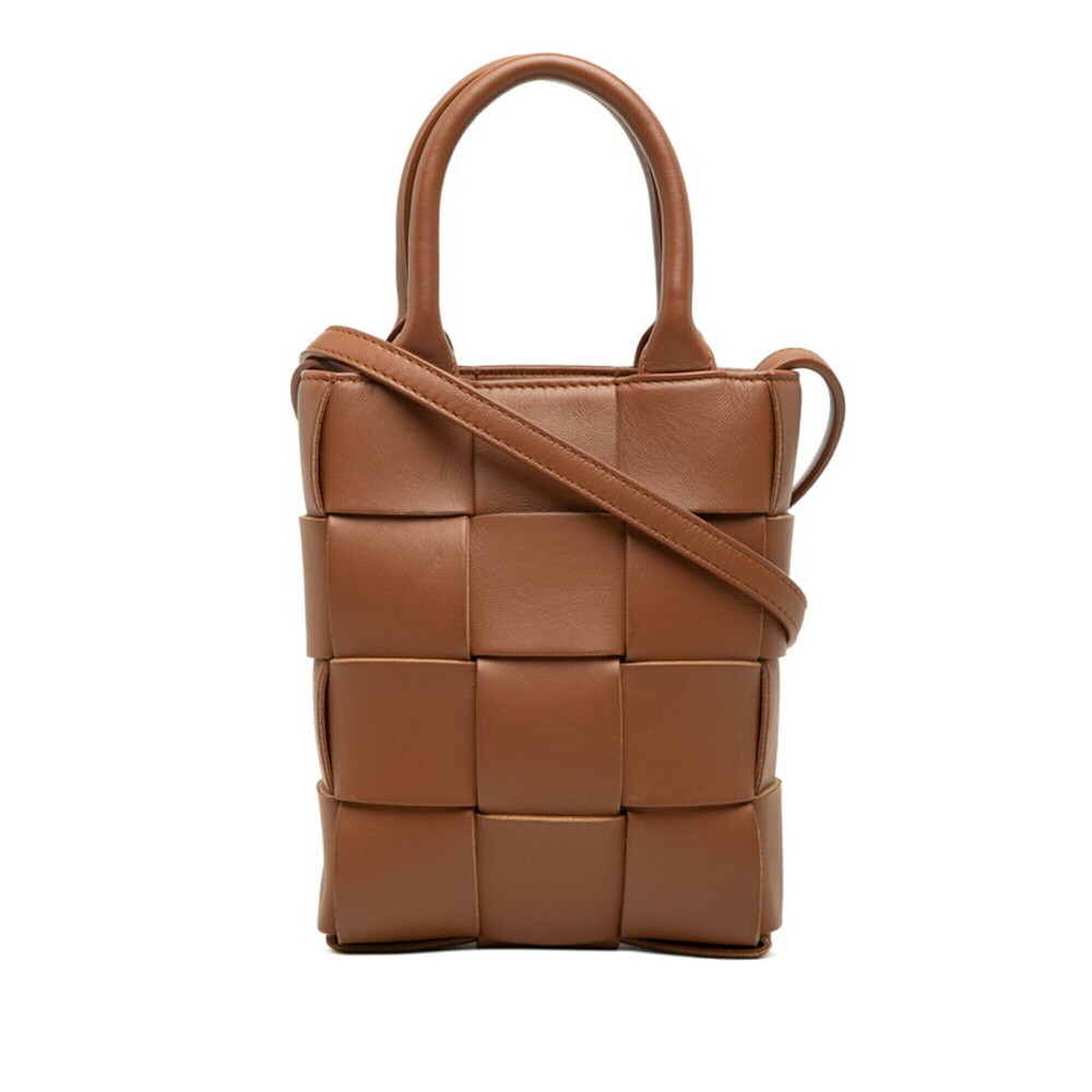 Bottega Veneta Maxi Intrecciato Mini Tote Bag, Shoulder Pouch, 2-Way, Brown L...